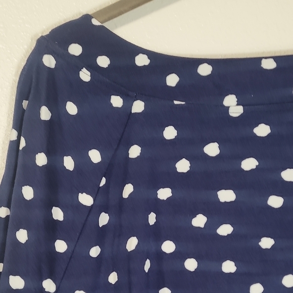 NWT Talbots Polka Dot Short Sleeve Shirt Size 3X Navy White Rayon Casual Boxy - Picture 9 of 12